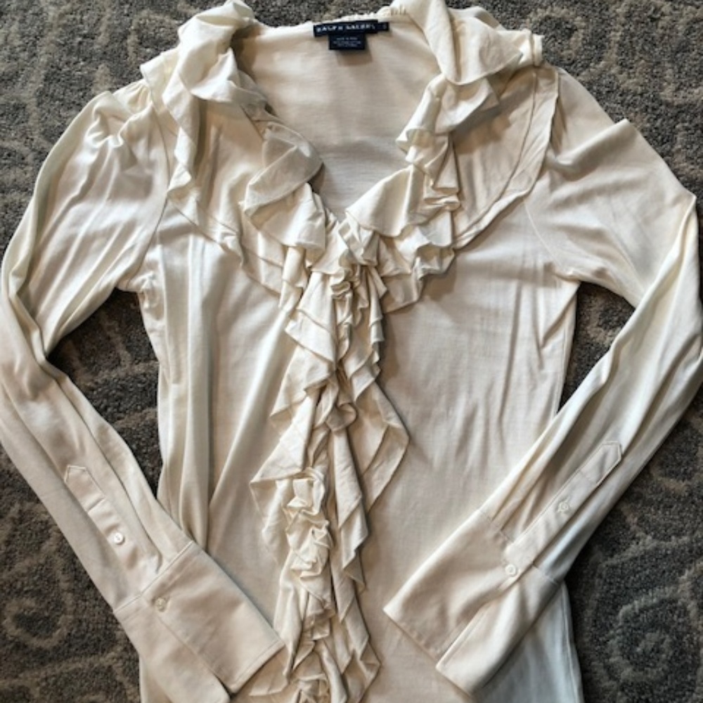 Ralph Lauren Long Sleeve Ruffle Top Size S